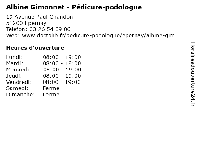 Albine Gimonnet - Pédicure-podologue à Épernay: adresse et heures d'ouverture