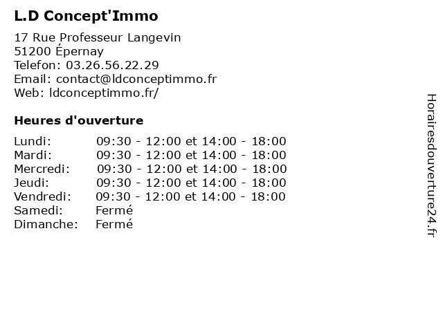 L.D Concept'Immo à Épernay: adresse et heures d'ouverture
