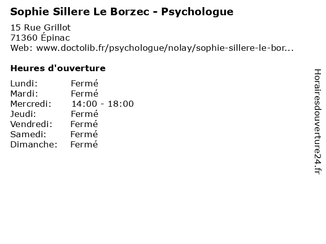 Sophie Sillere Le Borzec - Psychologue à Épinac: adresse et heures d'ouverture