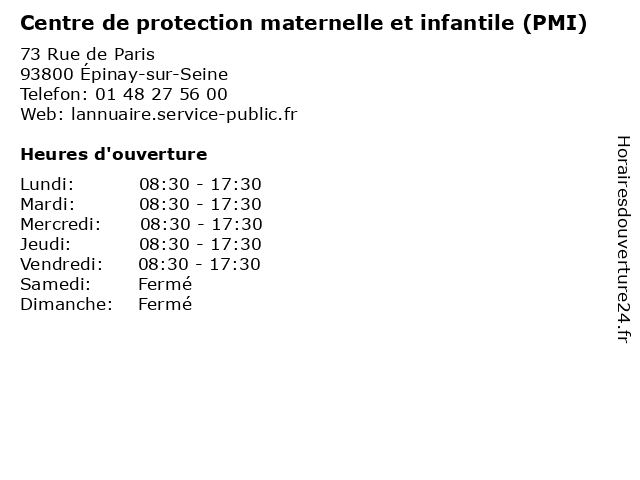 Centre de protection maternelle et infantile (PMI) à Épinay-sur-Seine: adresse et heures d'ouverture