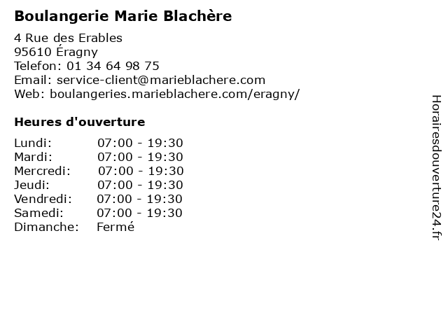Boulangerie Marie Blachère à Éragny: adresse et heures d'ouverture