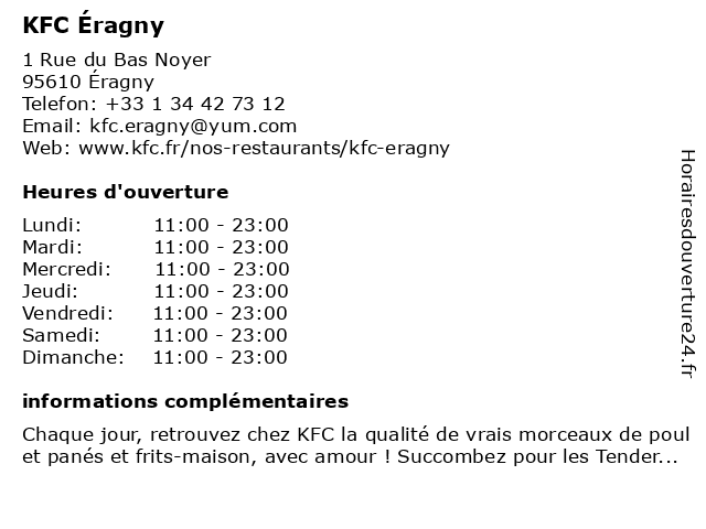 KFC Éragny à Éragny: adresse et heures d'ouverture