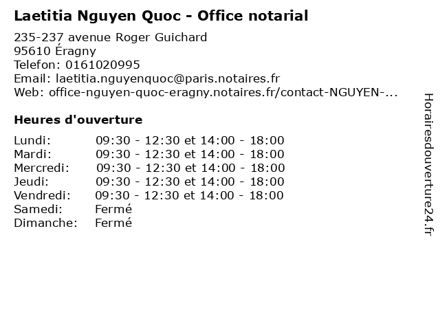Laetitia Nguyen Quoc - Office notarial à Éragny: adresse et heures d'ouverture