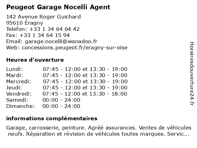 Peugeot Garage Nocelli Agent à Éragny: adresse et heures d'ouverture