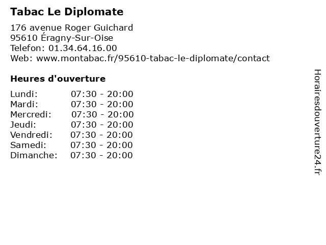 Tabac Le Diplomate à Éragny-Sur-Oise: adresse et heures d'ouverture