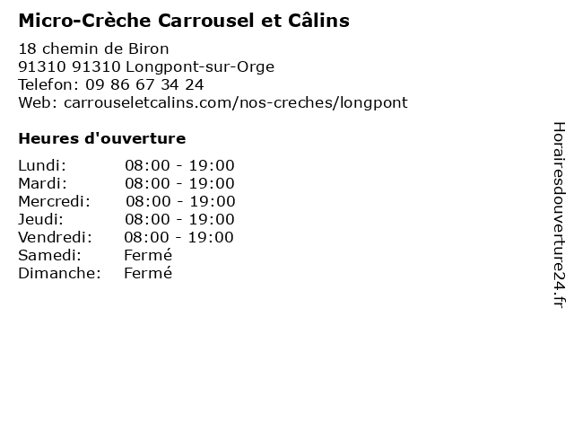 Micro-Crèche Carrousel et Câlins à 91310 Longpont-sur-Orge: adresse et heures d'ouverture