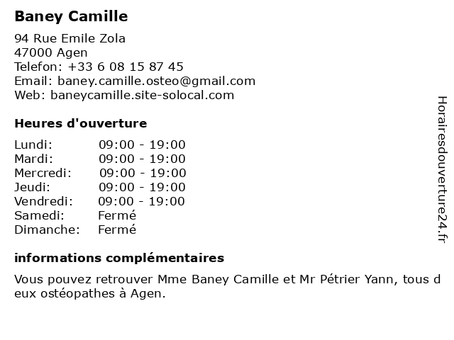 Camille Baney - Ostéopathe à Agen: adresse et heures d'ouverture