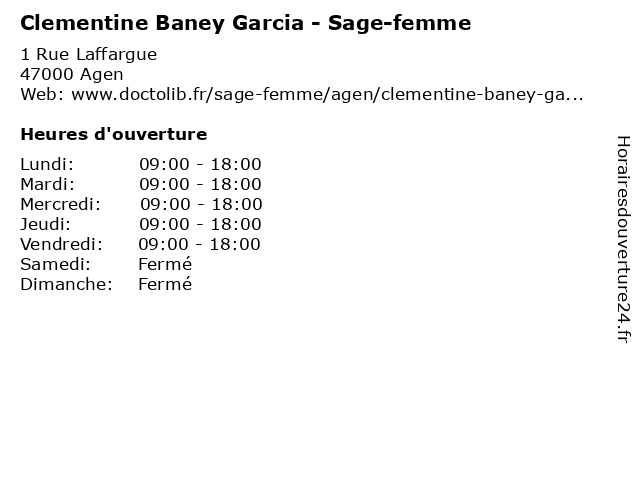 Clementine Baney Garcia - Sage-femme à Agen: adresse et heures d'ouverture