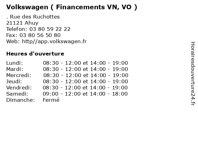 Volkswagen ( Financements VN, VO ) à Ahuy: adresse et heures d'ouverture