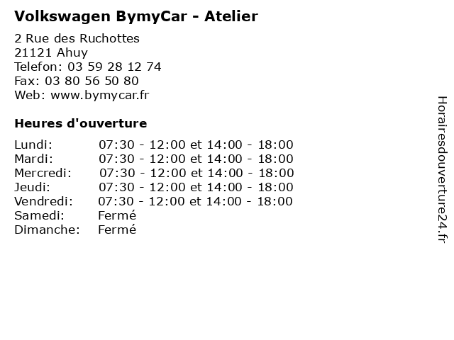 Volkswagen BymyCar - Atelier à Ahuy: adresse et heures d'ouverture