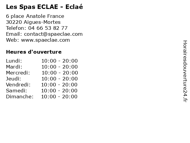 Les Spas ECLAE - Eclaé à Aigues-Mortes: adresse et heures d'ouverture