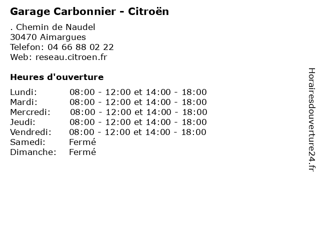 Garage Carbonnier - Citroën à Aimargues: adresse et heures d'ouverture