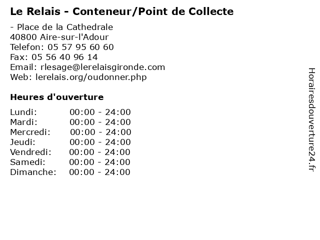 Le Relais - Conteneur/Point de Collecte à Aire-sur-l'Adour: adresse et heures d'ouverture