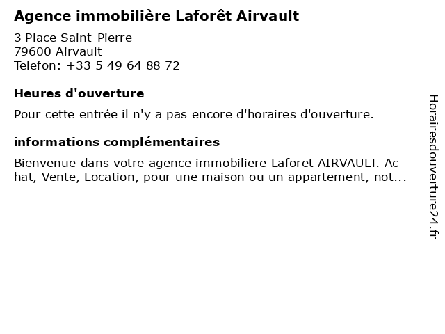Agence immobilière Laforêt Airvault à Airvault: adresse et heures d'ouverture