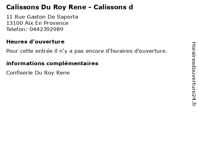 Calissons Du Roy Rene - Calissons d à Aix En Provence: adresse et heures d'ouverture