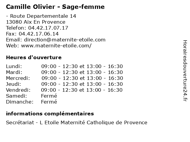 Camille Olivier - Sage-femme à Aix En Provence: adresse et heures d'ouverture