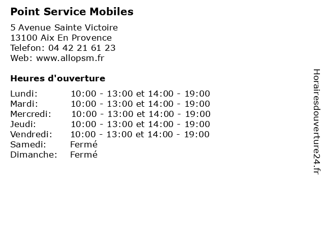 Point Service Mobiles à Aix En Provence: adresse et heures d'ouverture