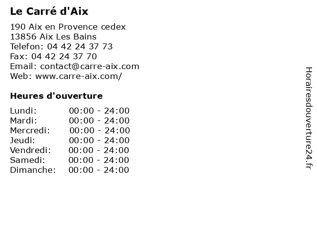 Le Carré d'Aix à Aix Les Bains: adresse et heures d'ouverture