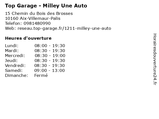 Top Garage - Milley Une Auto à Aix-Villemaur-Palis: adresse et heures d'ouverture