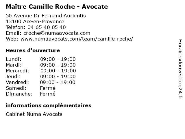 Maître Camille Roche - Avocate à Aix-en-Provence: adresse et heures d'ouverture