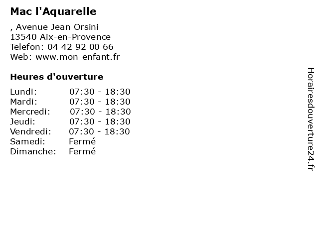 Mac l'Aquarelle à Aix-en-Provence: adresse et heures d'ouverture