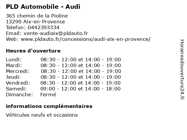 PLD Automobile - Audi à Aix-en-Provence: adresse et heures d'ouverture