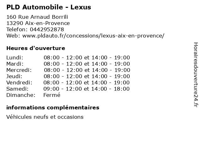 PLD Automobile - Lexus à Aix-en-Provence: adresse et heures d'ouverture