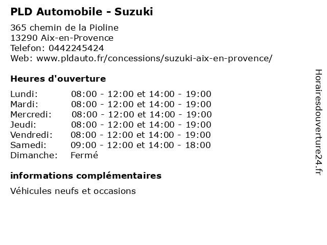 PLD Automobile - Suzuki à Aix-en-Provence: adresse et heures d'ouverture
