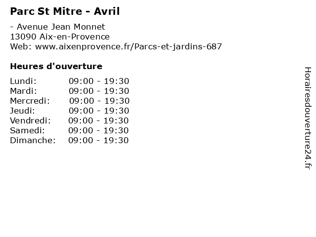 Parc St Mitre - Avril à Aix-en-Provence: adresse et heures d'ouverture