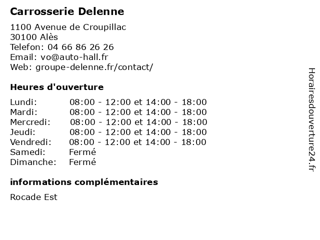 Carrosserie Delenne à Alès: adresse et heures d'ouverture