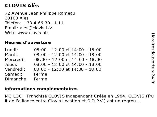 Clovis Location - MG Loc à Alès: adresse et heures d'ouverture
