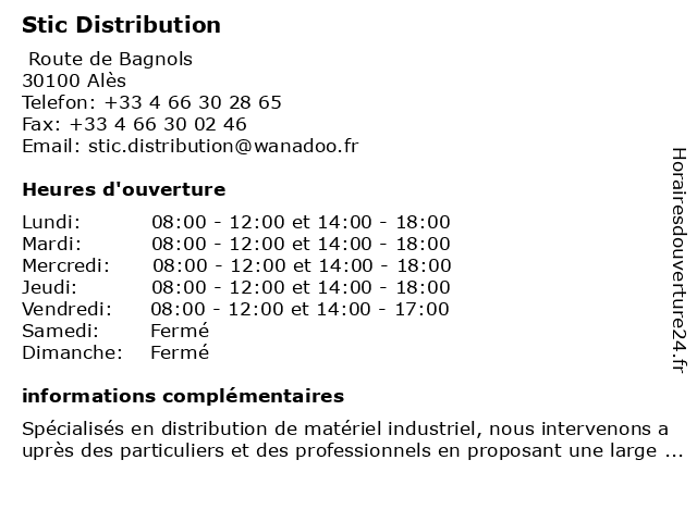 Stic Distribution à Alès: adresse et heures d'ouverture