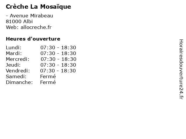 Crèche La Mosaïque à Albi: adresse et heures d'ouverture