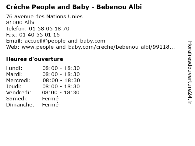 Crèche People and Baby - Bebenou Albi à Albi: adresse et heures d'ouverture