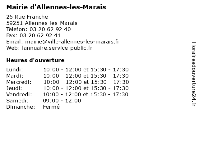 Mairie d'Allennes-les-Marais à Allennes-les-Marais: adresse et heures d'ouverture