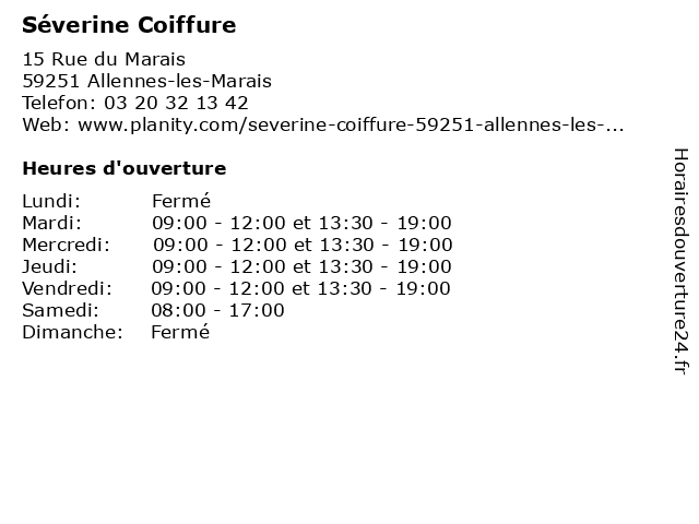 Séverine Coiffure à Allennes-les-Marais: adresse et heures d'ouverture