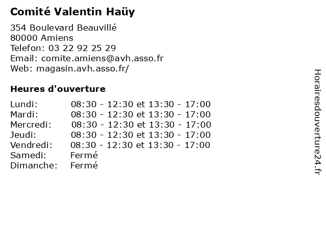 Comité Valentin Haüy à Amiens: adresse et heures d'ouverture