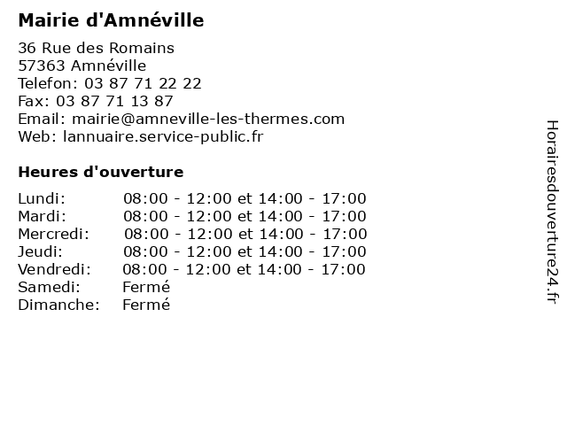 Mairie d'Amnéville à Amnéville: adresse et heures d'ouverture