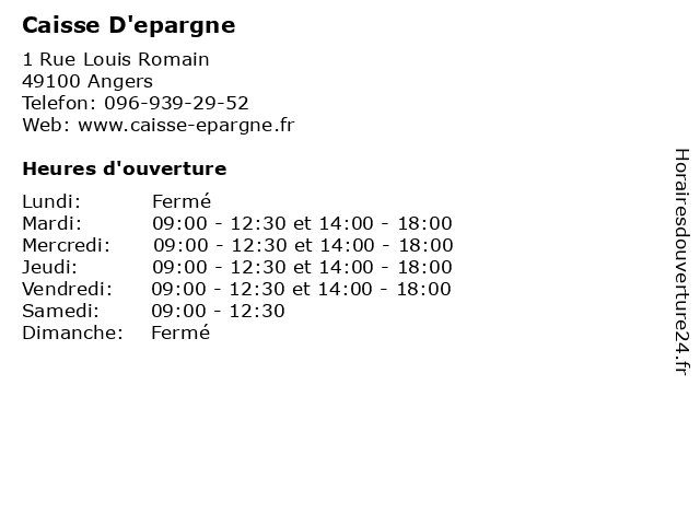Caisse D'epargne à Angers: adresse et heures d'ouverture