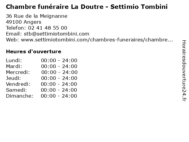 Chambre funéraire La Doutre - Settimio Tombini à Angers: adresse et heures d'ouverture