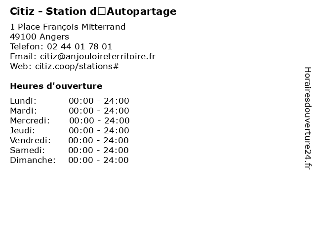 Citiz - Station d’Autopartage à Angers: adresse et heures d'ouverture