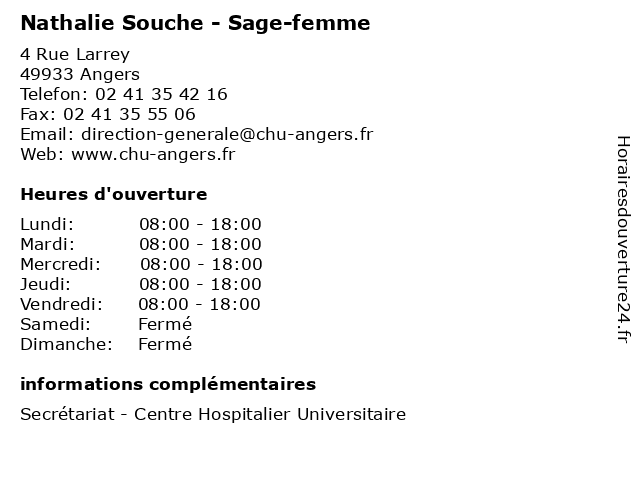 Nathalie Souche - Sage-femme à Angers: adresse et heures d'ouverture