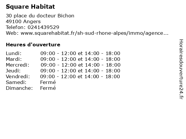 Square Habitat à Angers: adresse et heures d'ouverture