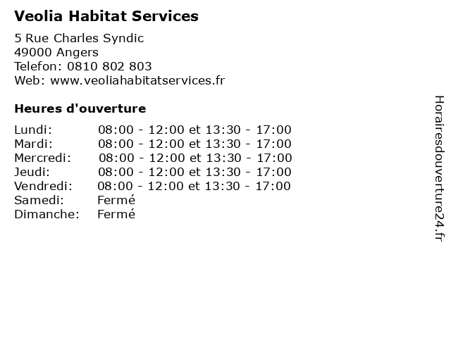 Veolia Habitat Services à Angers: adresse et heures d'ouverture