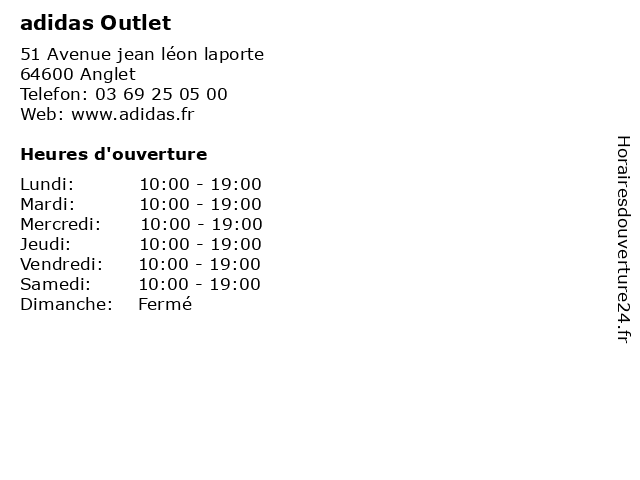 Accidentalmente diluido Umeki ᐅ Horaires d'ouverture „adidas Outlet“ | 51 Avenue jean léon laporte à  Anglet