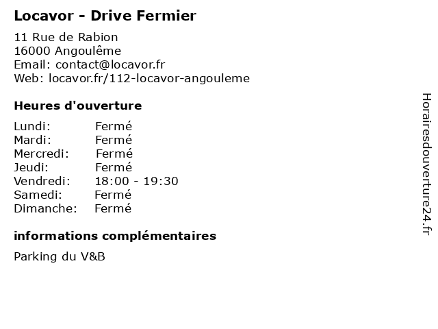 Locavor - Drive Fermier à Angoulême: adresse et heures d'ouverture