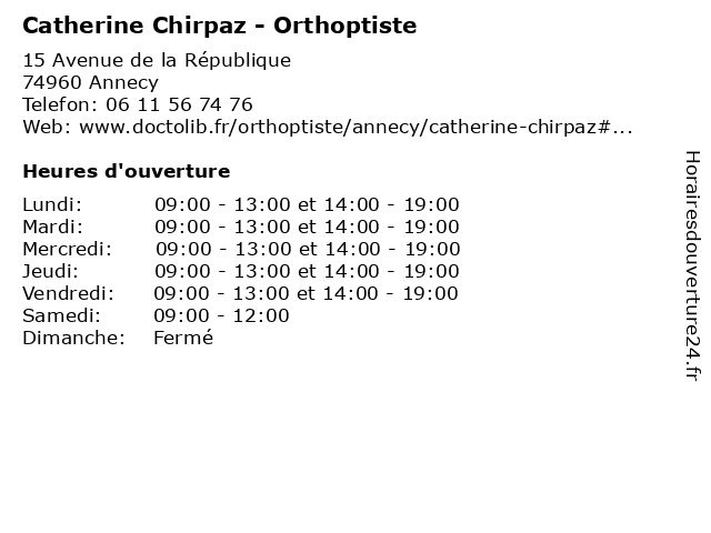 Catherine Chirpaz - Orthoptiste à Annecy: adresse et heures d'ouverture