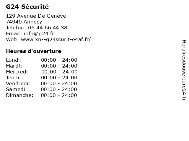 G24 Sécurité à Annecy: adresse et heures d'ouverture