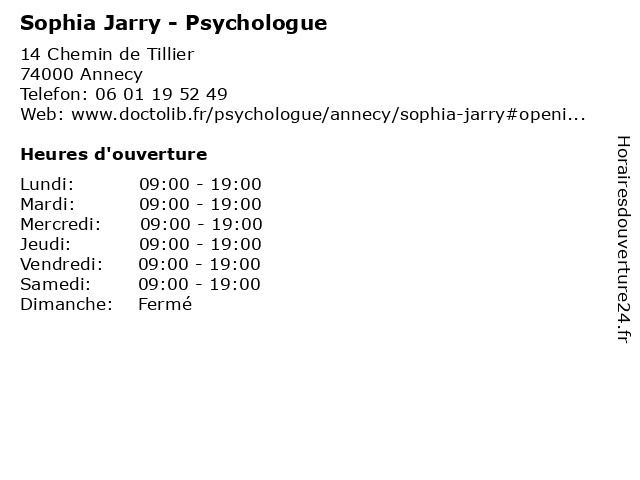 Sophia Jarry - Psychologue à Annecy: adresse et heures d'ouverture