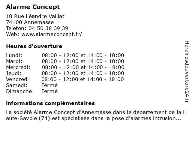 Alarme Concept à Annemasse: adresse et heures d'ouverture